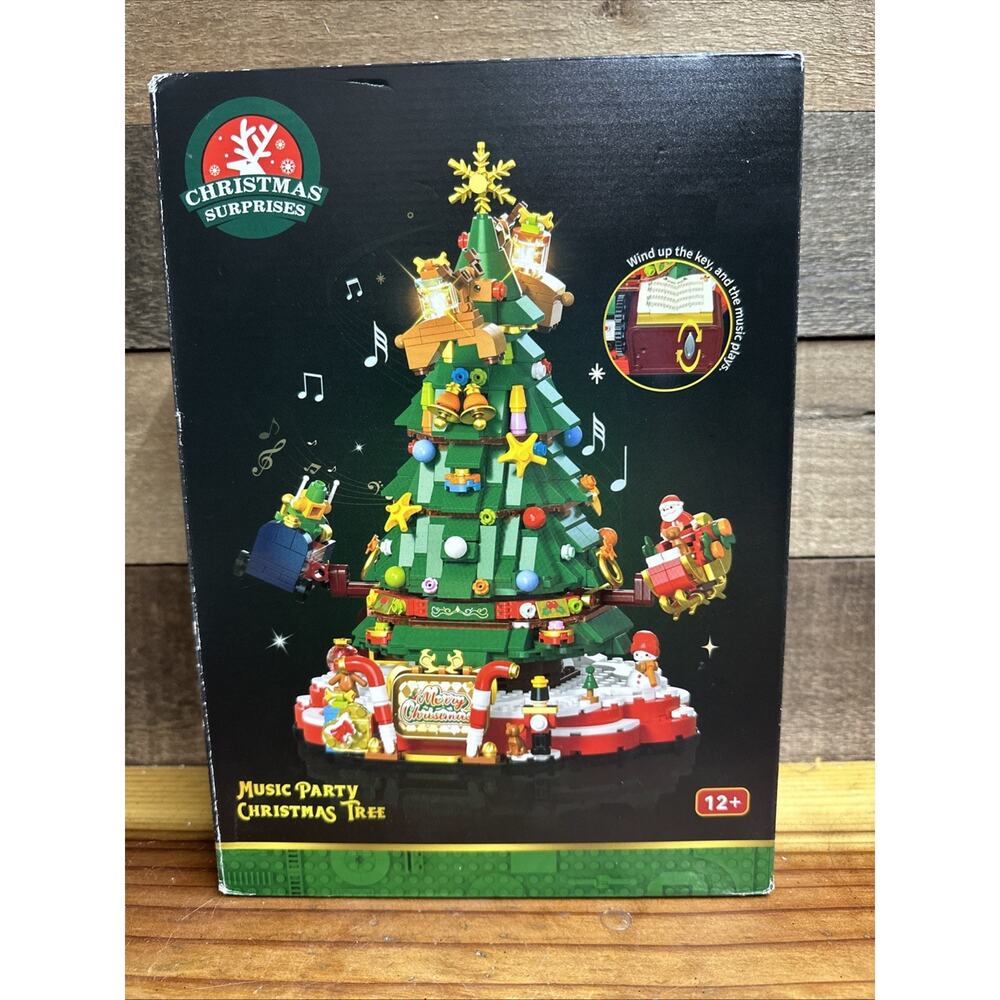 Rotating Music Box Christmas Tree Building Blocks Set New In Box
